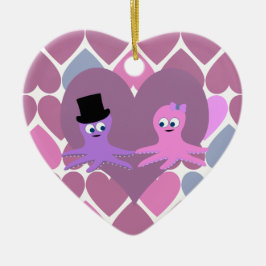 Ornamento De Cerâmica Amor de polvo com fundo cardíaco