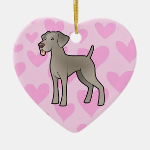 Ornamento De Cerâmica Amor de Weimaraner (adicione sua própria mensagem