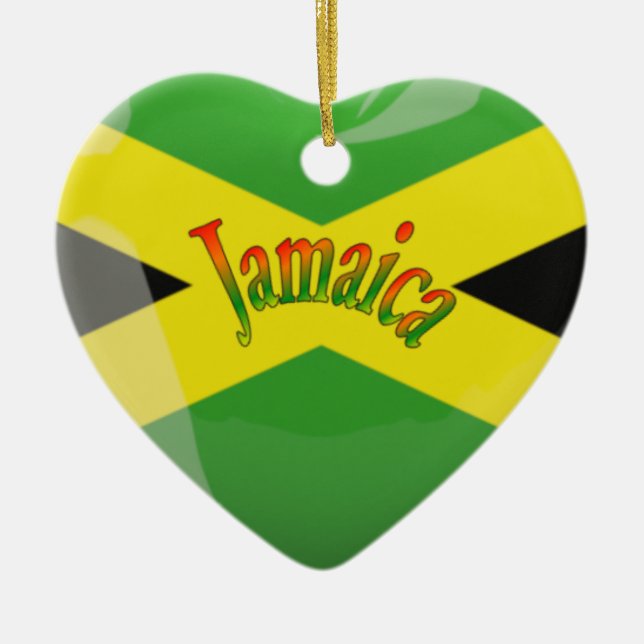 Ornamento De Cerâmica Amor do coração de Jamaica (Frente)
