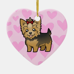 Ornamento De Cerâmica Amor do yorkshire terrier (adicione sua mensagem)