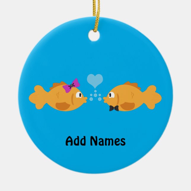 Ornamento De Cerâmica amor dos peixes (Frente)