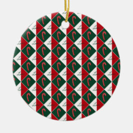 Ornamento De Cerâmica Amor e Bengalas de Natal