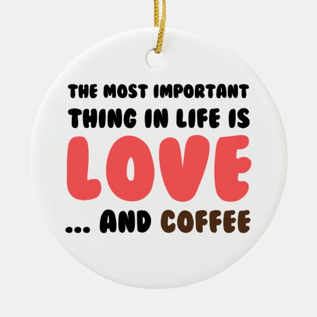 Ornamento De Cerâmica Amor e Café (Frente)