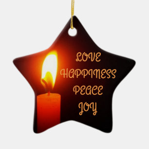 ORNAMENTO DE CERÂMICA AMOR E FELICIDADE, ESTRELA DE NATAL,