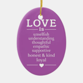 Ornamento De Cerâmica Amor é ... nomes personalizados, data e cor