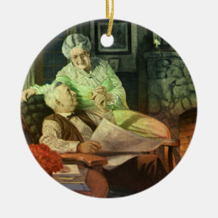 Ornamento De Cerâmica Amor e Romance Antigos; Avós Românticos