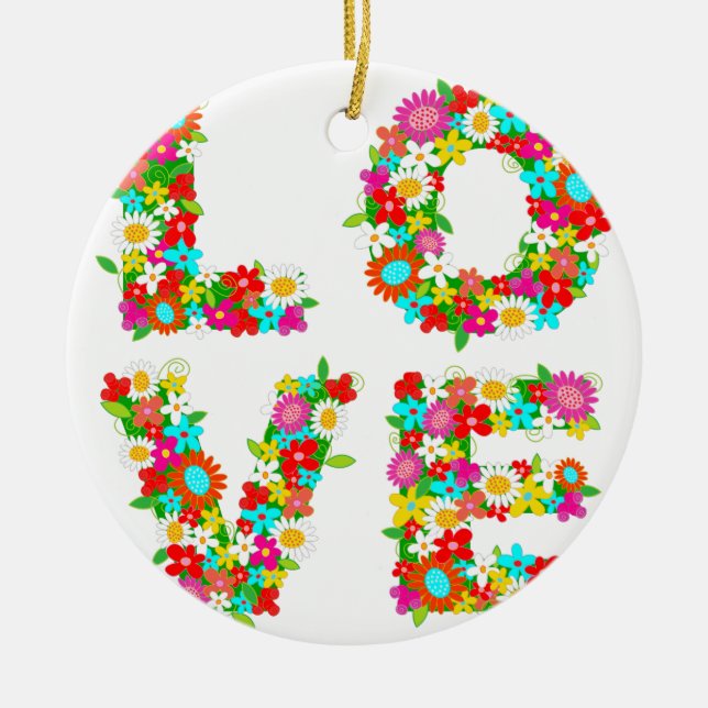 Ornamento De Cerâmica amor floral (Frente)