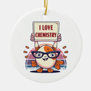 Ornamento De Cerâmica Amor Guppies e Química