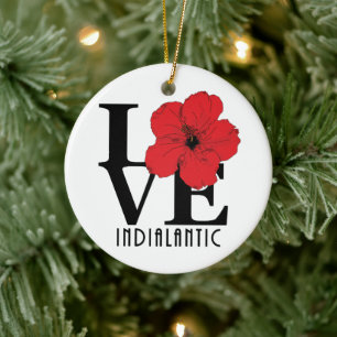 Ornamento De Cerâmica AMOR Hibiscus Vermelho Indialânico