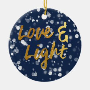 Ornamento De Cerâmica Amor & Luz   Falso Folheado Lovely Bokeh Hanukkah