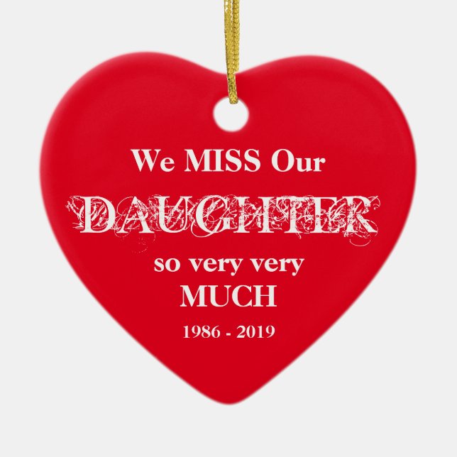 Ornamento De Cerâmica Amor Memória Personalizada FILHA Natal (Frente)