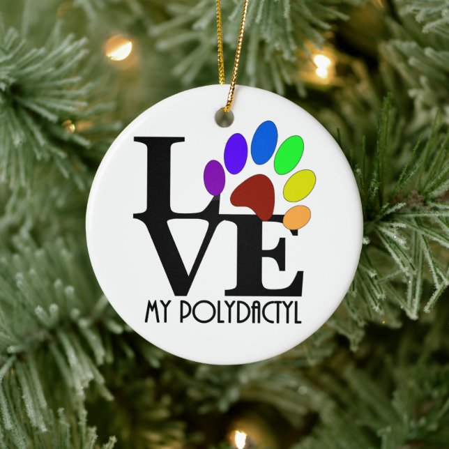 Ornamento De Cerâmica AMOR Meu Polidátilo (Árvore)