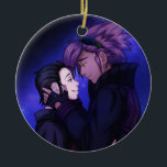 Ornamento De Cerâmica Amor no Espaço<br><div class="desc">Estes dois piratas espaciais estão muito apaixonados! Feliz dia de os namorados! Altair e Rigel são meus personagens originais com designs inspirados em arte de estilo anime!</div>