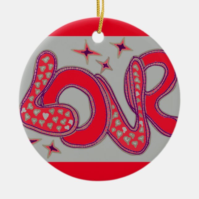 Ornamento De Cerâmica Amor no estilo dos anos 60 (Frente)