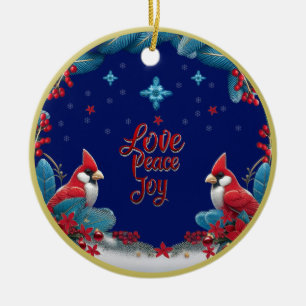 Ornamento De Cerâmica Amor, Paz, Alegria: Natal do Cardinal