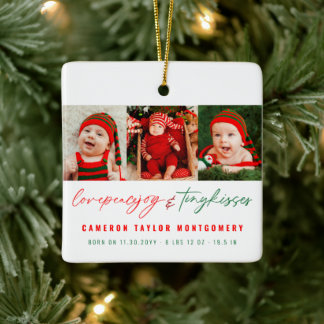 Ornamento De Cerâmica Amor Paz Joy Tiny Kisses Twin Baby 1rua Natal