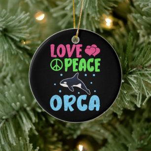 Ornamento De Cerâmica Amor Paz Orca Cuja Fora Do Mar Orca