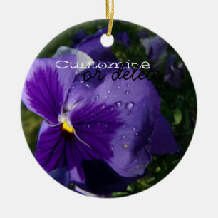 Ornamento De Cerâmica Amor perfeito com gotas de água; Customizável