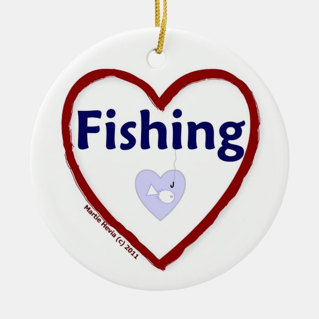 Ornamento De Cerâmica Amor Pesca (Frente)