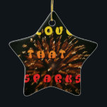 Ornamento De Cerâmica Amor Que Gira Abstrato<br><div class="desc">Amor Que Estipula Impressão de Design de Abstrato de Arte Apresentando o "Amor que Estimula o Impressão de Design de Arte Abstrato", uma peça vibrante que captura a essência do amor e da celebração apaixonados. A expressão "AMOR ESPARQUES" é posicionada verticalmente no centro, sobreposta a uma representação abstrato de fogos...</div>