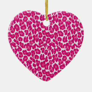 Ornamento De Cerâmica Amor Rockabilly "Leopardo Rosa"