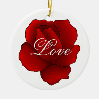 Ornamento De Cerâmica Amor rosa vermelha gótico romântico