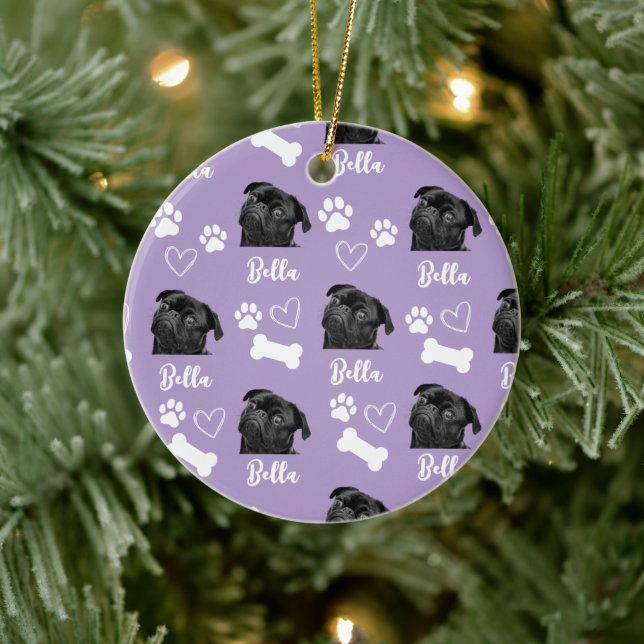 Ornamento De Cerâmica Amor Roupas Personalizadas Roxo Pegada de Cachorro (Árvore)