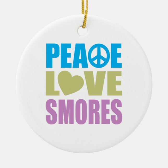 Ornamento De Cerâmica Amor Smores da paz (Frente)