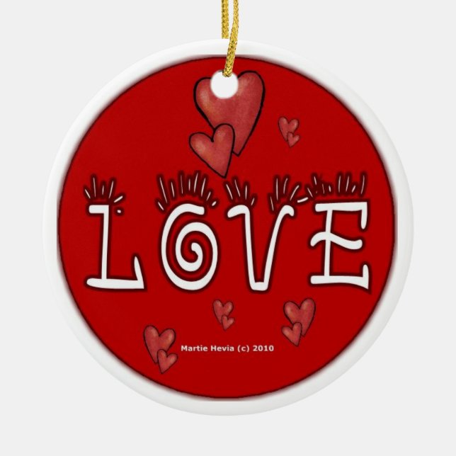 Ornamento De Cerâmica Amor - Uma palavra positiva (Frente)