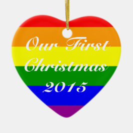 Ornamento De Cerâmica Amor vence e primeiro Natal