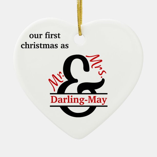 Ornamento De Cerâmica Ampersand da foto & da separação - primeiros Sr. & (Frente)