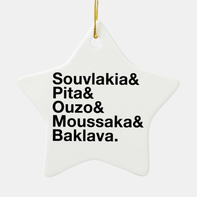 Ornamento De Cerâmica Ampersand grego da comida (Frente)