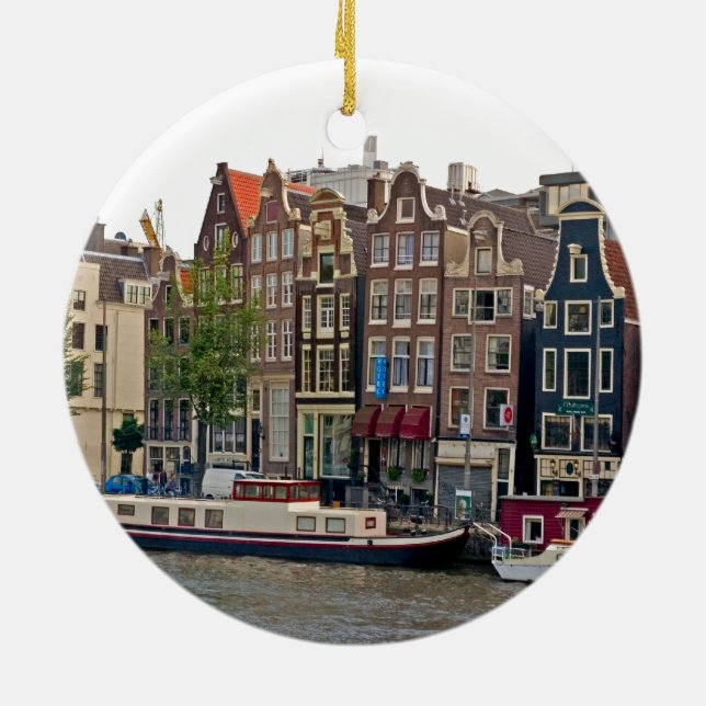 Ornamento De Cerâmica Amsterdão, casas no canal (Traseira)