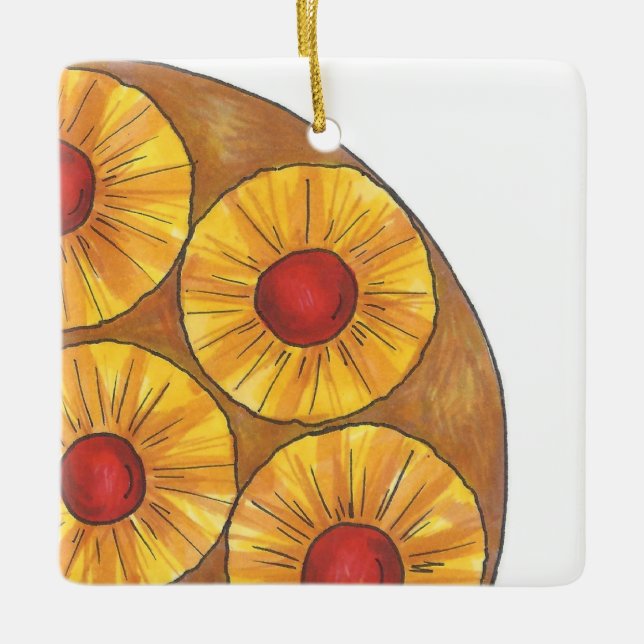 Ornamento De Cerâmica Ananás-cereja, de cabeça para baixo (Frente)