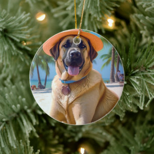 Ornamento De Cerâmica Anatólia Shepherd on Beach, presente de verão para