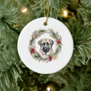 Ornamento De Cerâmica Anatólia Shepherd Wreath Festivo Pup
