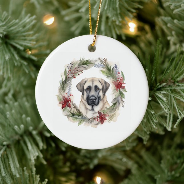Ornamento De Cerâmica Anatólia Shepherd Wreath Festivo Pup (Árvore)