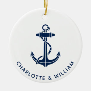 Ornamento De Cerâmica Âncora de Barco Natal Férias Praia Casamento Swag