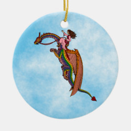 Ornamento De Cerâmica Andando pelo Dragão Arco-Íris