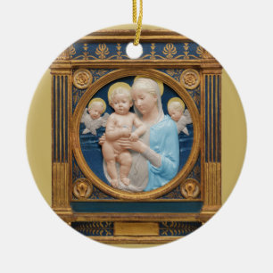 Ornamento De Cerâmica Andrea Della Robbia c1485 Madonna e Child