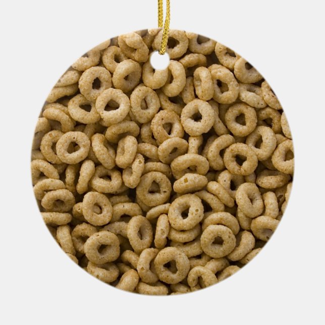 Ornamento De Cerâmica Anéis do cereal de pequeno almoço (Frente)
