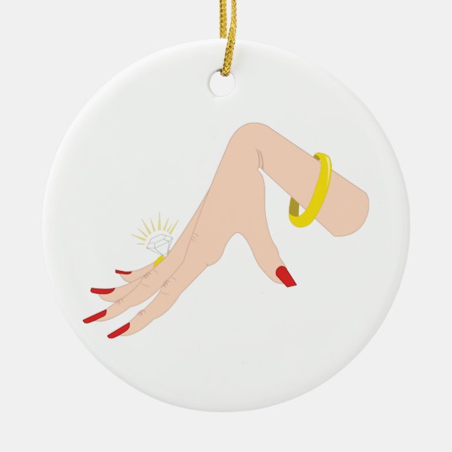 Ornamento De Cerâmica Anel da Mão do noivado (Frente)