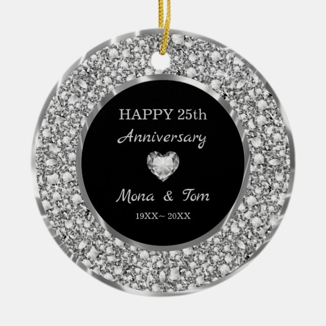 Ornamento De Cerâmica Anel e Coração de Ouros de Prata (Frente)