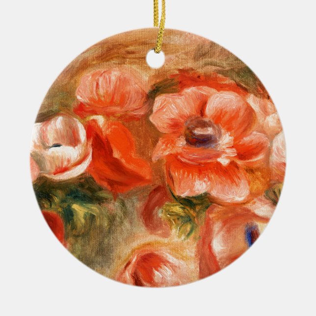 Ornamento De Cerâmica Anêmonas por pintura impressionista de Renoir (Frente)