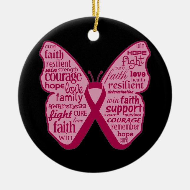 Ornamento De Cerâmica Aneurisma Cérebro Sensibilização Borboleta Fita (Frente)