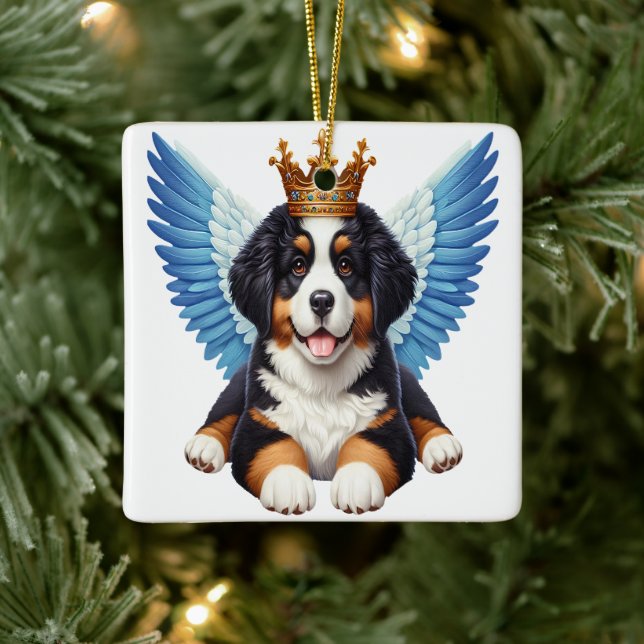 Ornamento De Cerâmica Angel Bernese Mountain Dog Amante Berner Puppy (Árvore)