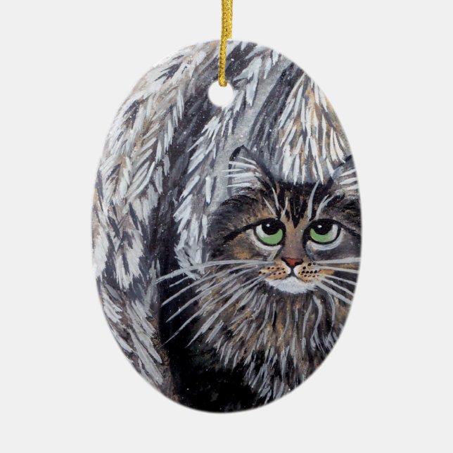 Ornamento De Cerâmica Angel Maine Coon Cat Ornament (Frente)