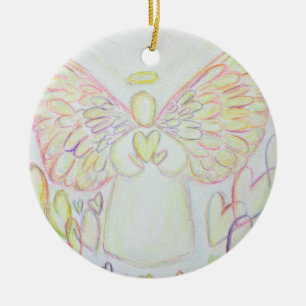Ornamento De Cerâmica Angel of Hearts Holiday Pental Ornament