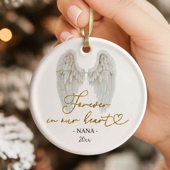 Ornamento De Cerâmica Angel Personalized Memorial Ornament (Criador carregado)