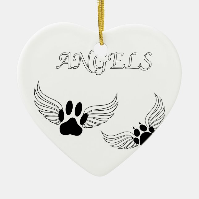 Ornamento De Cerâmica Angel Pet Paws (Frente)